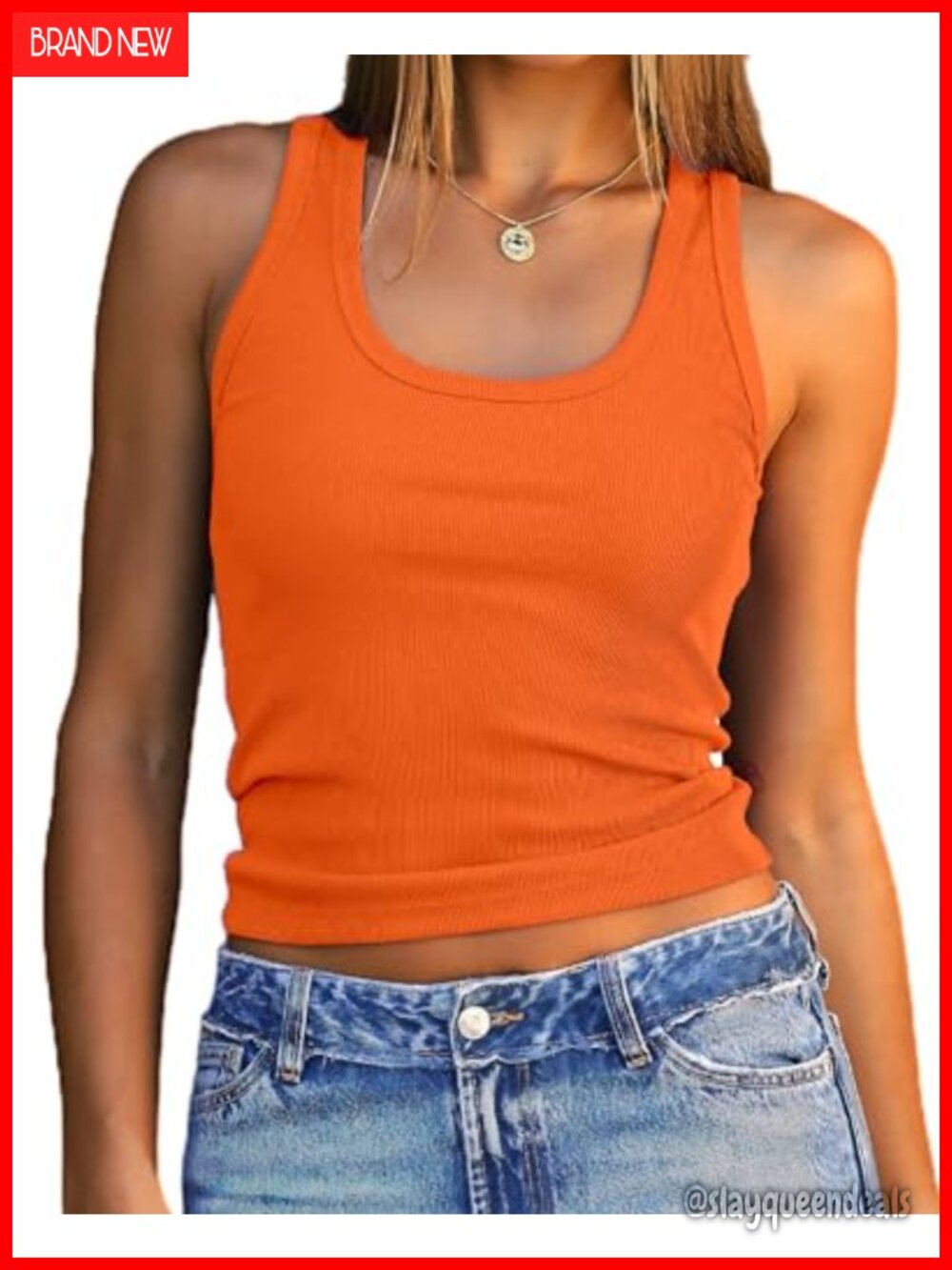Womens Sleeveless Scoop Neck Slim Fit Crop Tank Top Summer Casual